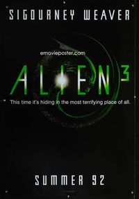 1p011 ALIEN 3 teaser one-sheet movie poster '92 Sigourney Weaver, sci-fi