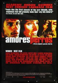 1p019 AMORES PERROS one-sheet poster '00 Gael Garcia Bernal, Alejandro Gonzalez, Emilio Echevarria