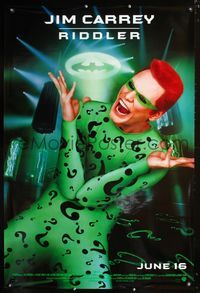 1p040 BATMAN FOREVER advance Riddler style one-sheet movie poster '95 Val Kilmer, Nicole Kidman