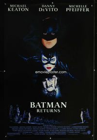 1p043 BATMAN RETURNS one-sheet movie poster '92 Michael Keaton, Danny DeVito, Michelle Pfeiffer