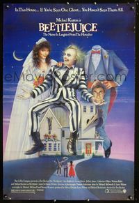 1p051 BEETLEJUICE one-sheet movie poster '88 Michael Keaton, Tim Burton, Alec Baldwin, Geena Davis