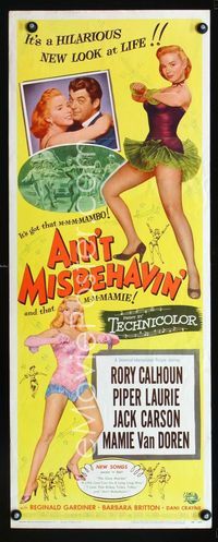1q019 AIN'T MISBEHAVIN' insert movie poster '55 sexy artwork of Piper Laurie & Mamie Van Doren!