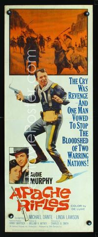 1q032 APACHE RIFLES insert '64 Audie Murphy vowed to stop the bloodshed of two warring nations!