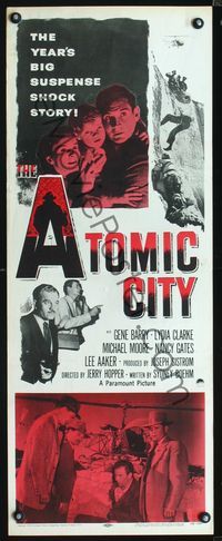 1q035 ATOMIC CITY insert movie poster '52 Gene Barry, Cold War, big suspense shock!