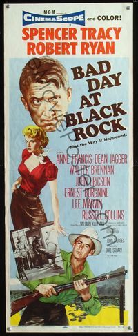 1q044 BAD DAY AT BLACK ROCK insert movie poster '55 Spencer Tracy, Robert Ryan, sexy Anne Francis!