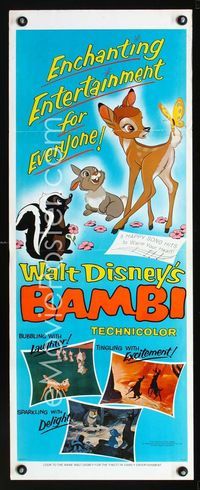 1q045 BAMBI insert movie poster R75 Walt Disney cartoon deer classic enchanting for everyone!