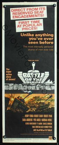 1q052 BATTLE OF THE BULGE insert movie poster '66 Henry Fonda, Robert Shaw, cool Thurston tank art!
