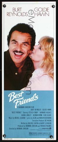 1q059 BEST FRIENDS insert movie poster '82 great close up image of Goldie Hawn biting Burt Reynolds!