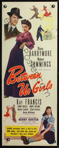 1q061 BETWEEN US GIRLS insert movie poster '42 Diana Barrymore, Robert Cummings, Kay Francis