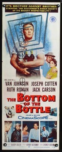 1q073 BOTTOM OF THE BOTTLE insert movie poster '56 alcoholic Van Johnson, Joseph Cotten, Ruth Roman