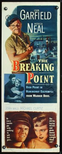 1q077 BREAKING POINT insert poster '50 John Garfield, Patricia Neal, from Ernest Hemingway's story!