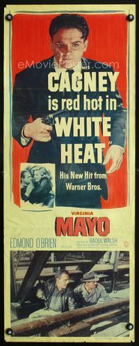1q636 WHITE HEAT insert movie poster '49 three great images of James Cagney, he's red hot!
