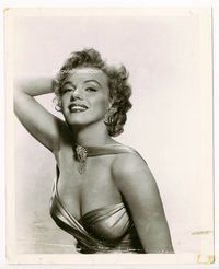 1r064 MARILYN MONROE 8x10 movie still '50s great close up in sexiest low-cut gown & diamond jewelry!