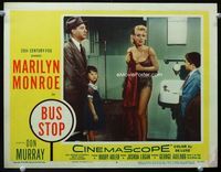 1r041 BUS STOP LC #4 '56 close up of sexiest scared Marilyn Monroe barely dressed in bathroom!