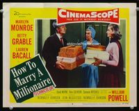 1r046 HOW TO MARRY A MILLIONAIRE LC #8 '53 Marilyn Monroe & Lauren Bacall with William Powell!