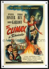 1s123 CLIMAX linen one-sheet movie poster '44 Boris Karloff, Turhan Bey, Susanna Foster