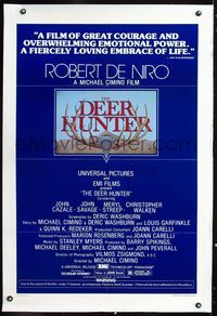 1s134 DEER HUNTER linen one-sheet '78 Robert De Niro, Michael Cimino, cool antler art by Mantel!