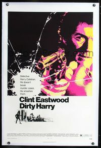 1s140 DIRTY HARRY linen one-sheet movie poster '71 Clint Eastwood, Don Siegel crime classic!