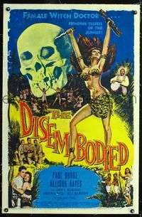 1s141 DISEMBODIED linen 1sheet '57 artwork of super sexy female voodoo witch doctor Allison Hayes!