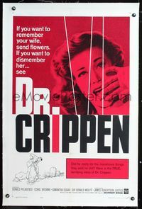 1s143 DR. CRIPPEN linen one-sheet '64 Samantha Eggar, if you want to dismember your wife, see him!
