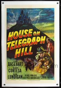 1s211 HOUSE ON TELEGRAPH HILL linen 1sheet '51 Basehart, Valentine Cortesa, directed by Robert Wise!