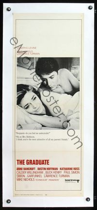1s035 GRADUATE linen int'l pre-Awards insert '68 image of Dustin Hoffman & Anne Bancroft in bed!