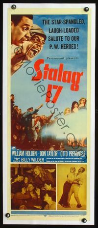 1s042 STALAG 17 linen insert '53 William Holden, Robert Strauss, Billy Wilder WWII POW classic!