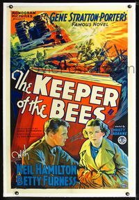1s234 KEEPER OF THE BEES linen 1sh '35 Neil Hamilton & Betty Furness, Gene Stratton-Porter's novel!