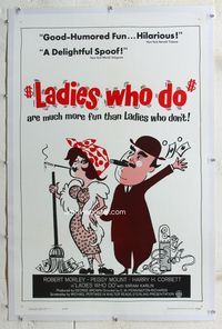 1s243 LADIES WHO DO linen one-sheet '63 Robert Morley knows they are more fun than ladies who don't!