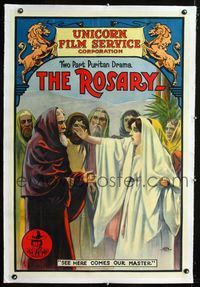 1s334 ROSARY linen one-sheet movie poster R17 cool religious stone litho artwork!