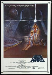 1s364 STAR WARS linen style A 1sh '77 George Lucas classic sci-fi epic, Tom Jung artwork!