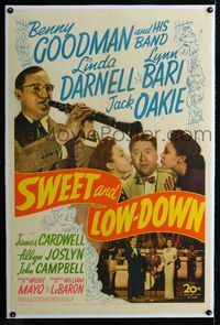 1s376 SWEET & LOW-DOWN linen 1sh '44 Benny Goodman playing clarinet, sexy Linda Darnell & Lynn Bari!