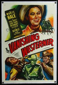 1s408 VANISHING WESTERNER linen one-sheet poster '50 great artwork images of cowboy Monte Hale!