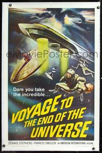 1s414 VOYAGE TO THE END OF THE UNIVERSE linen 1sheet '64 Ikarie XB 1, cool outer space sci-fi art!