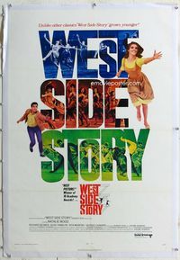 1s421 WEST SIDE STORY linen one-sheet movie poster R68 artwork of Natalie Wood & many dancers!