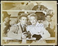 1t071 JOLSON STORY 11x14 '46 Larry Parks with binoculars & Evelyn Keyes at the horse race track!