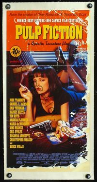 1u026 PULP FICTION linen Aust daybill poster '94 Quentin Tarantino, sexiest smoking Uma Thurman!