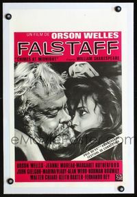 1u190 CHIMES AT MIDNIGHT linen Belgian poster '65 Orson Welles as William Shakespeare's Falstaff!