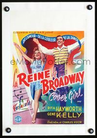 1u192 COVER GIRL linen Belgian '47 great different full-length art of Rita Hayworth & Gene Kelly!