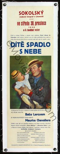1u226 BEDTIME STORY linen Czech 23x33 '36 great image of Maurice Chevalier holding Baby LeRoy!