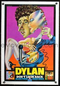1u006 DON'T LOOK BACK linen English double crown 1970 art of Dylan by Alan Aldridge & Harry Willock!