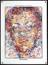 1u110 BILLIE HOLIDAY linen Polish personality poster '80s cool colorful art by Waldemar Swierzy!