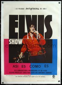 1u053 ELVIS: THAT'S THE WAY IT IS linen Spanish poster '70 great image of Presley singing on stage!