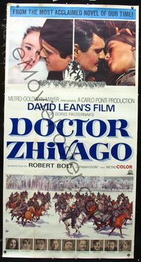 1v099 DOCTOR ZHIVAGO linen style B 3sheet '65 Omar Sharif, Julie Christie, David Lean English epic!