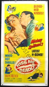 1v106 KISS ME DEADLY linen three-sheet poster '55 Mickey Spillane, Robert Aldrich, sexy noir art!