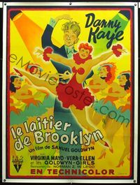 1v070 KID FROM BROOKLYN linen French 1panel '46 art of Danny Kaye & sexy showgirls by Bernard Lancy!