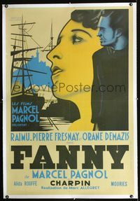 1v058 FANNY linen French 31x47 poster R50s Marc Allegret, artwork of Orane Demazis by Albert Jorio!