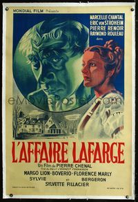 1v059 LAFARGE CASE linen French 31x47 '38 Pierre Chenal's L'affaire Lafarge, art of Marcelle Chantal