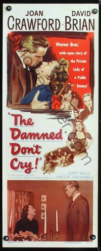 1v160 DAMNED DON'T CRY insert movie poster '50 Joan Crawford is the private lady of a Public Enemy!