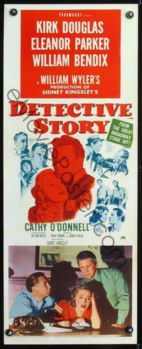 1v161 DETECTIVE STORY insert poster '51 William Wyler, Kirk Douglas & beautiful Eleanor Parker!